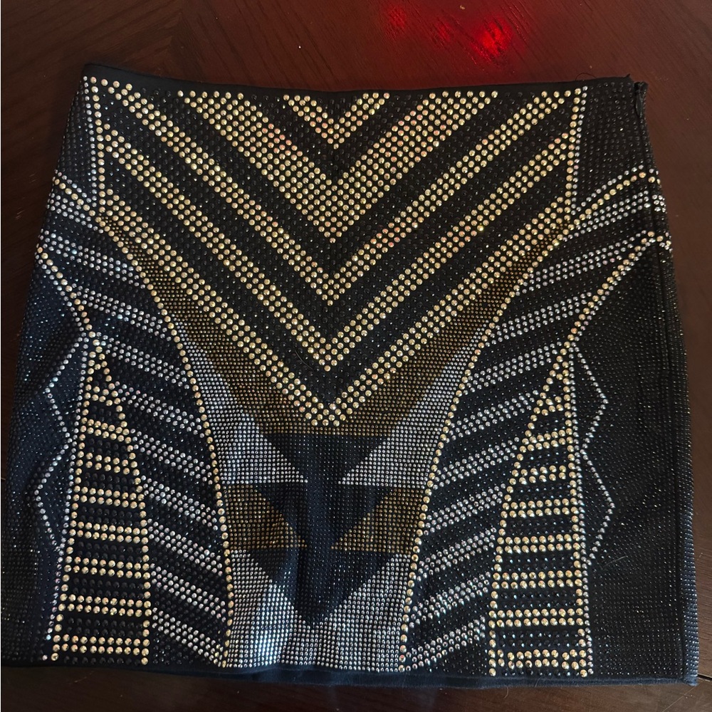 ANGL Black and Gold Studded Mini Skirt